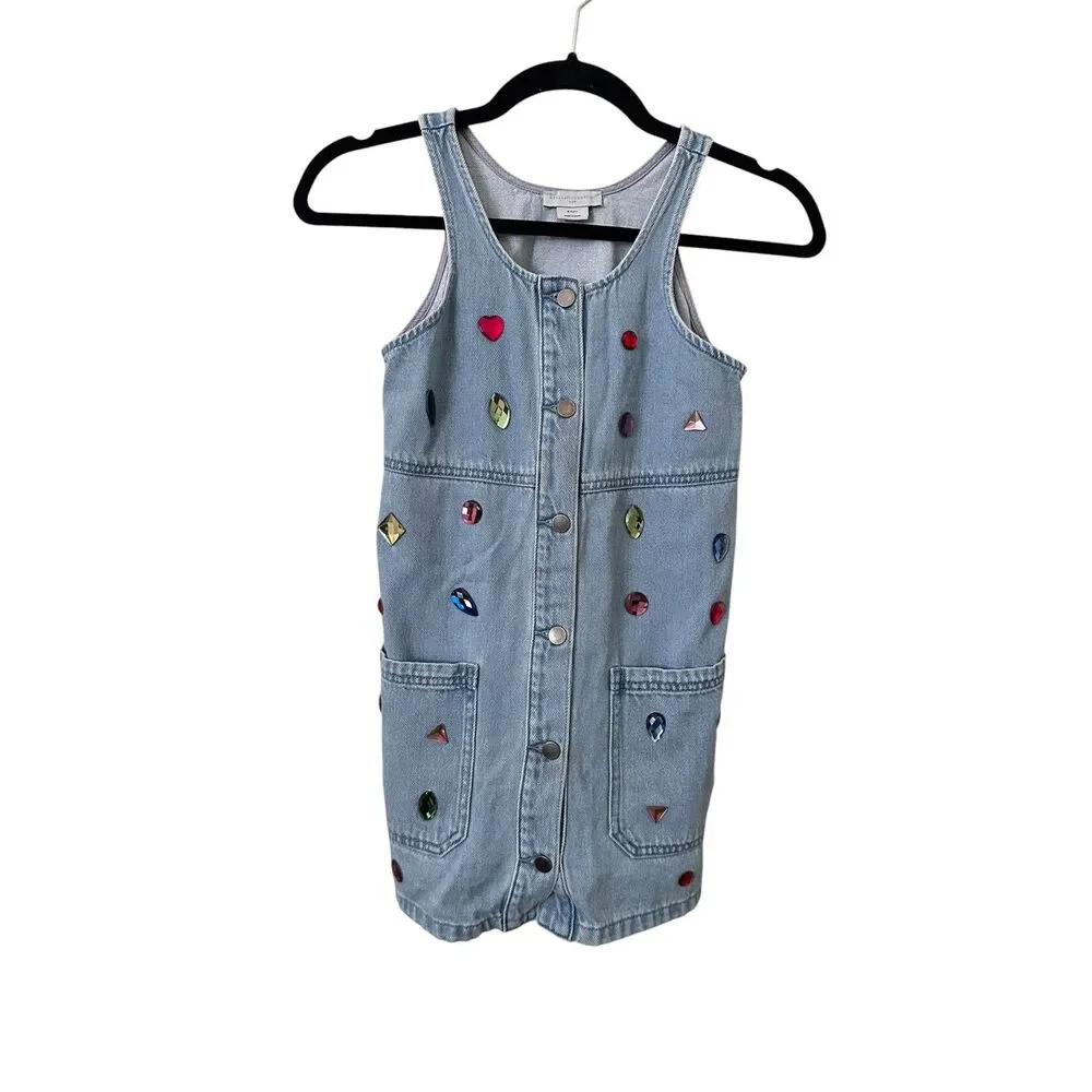 STELLA MCCARTNEY Jewel-Embellished Girls Denim Dress 8Y